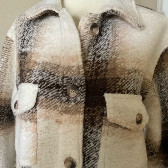 Joie Windowpane Plaid Woven Long Shirt Jacket Size Small - Picture 5 of 7